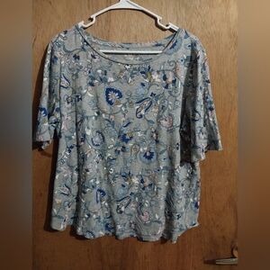 Loft Vintage Soft Womens XL Crew Neck Floral Shortsleeve T-shirt Spring Summer